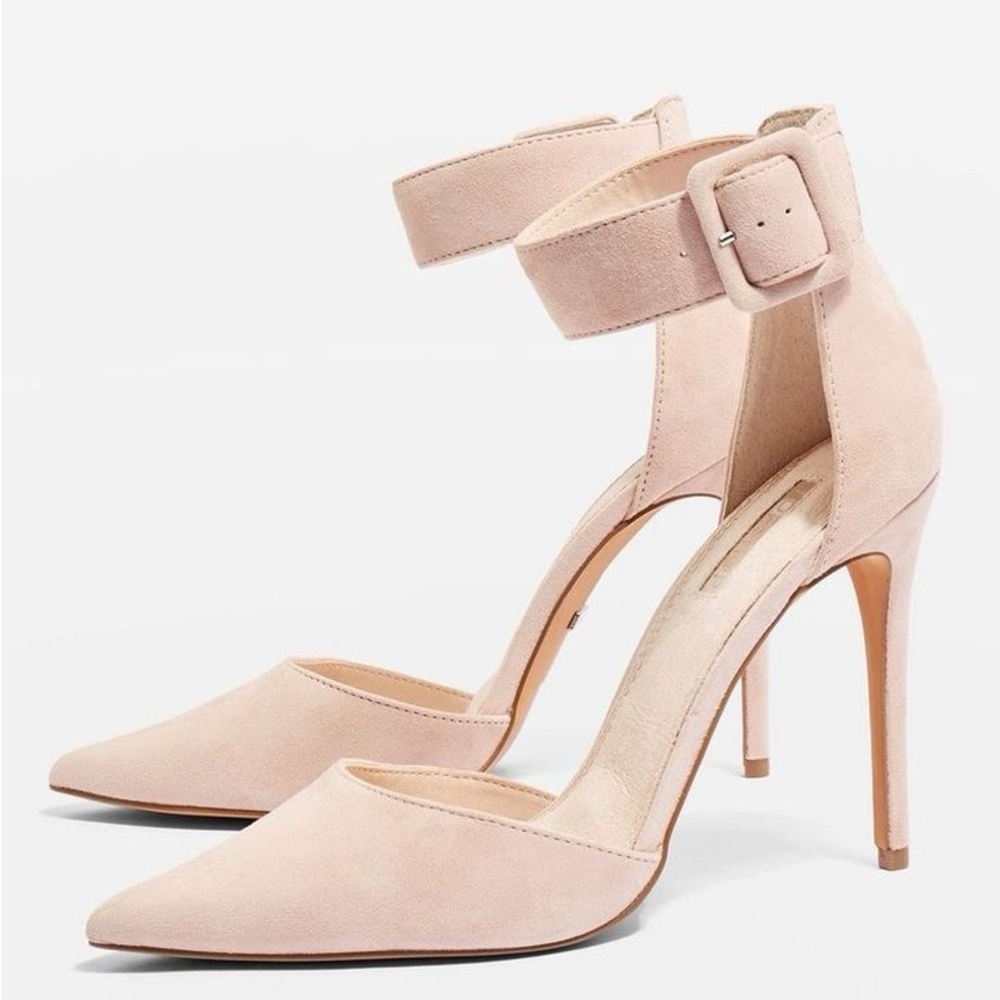 Elegant Nude Ankle Strap Heels
